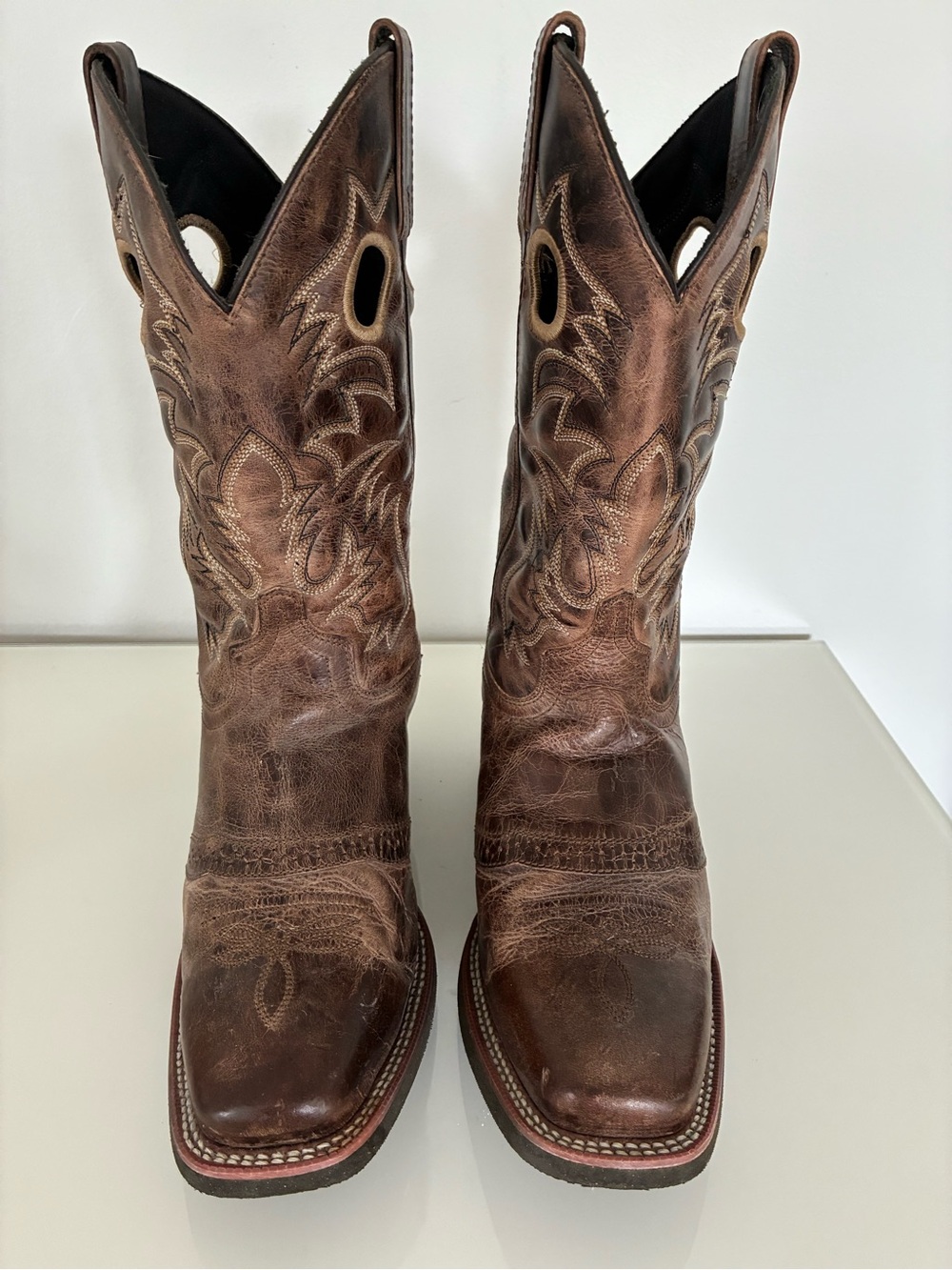 Laredo Brown Leather Cowboy Boots